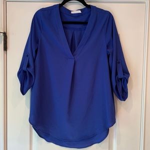 Lush Crepe Split Neck Blouse